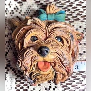 Cute Yorkie Decor Lifelike Yorkshire Terrier Wall Art Vintage Bossons Chalkware
